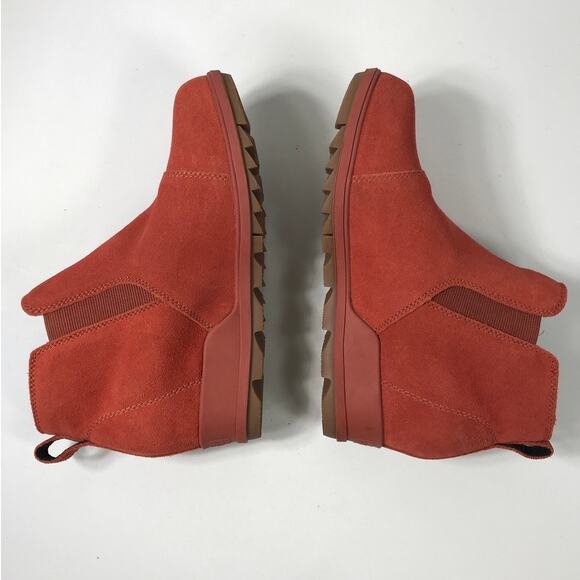 Sorel Evie Ankle Wedge Boot Warp Rust Red Suede Women's 8.5 Pull On Cold Weather - Picture 6 of 9
